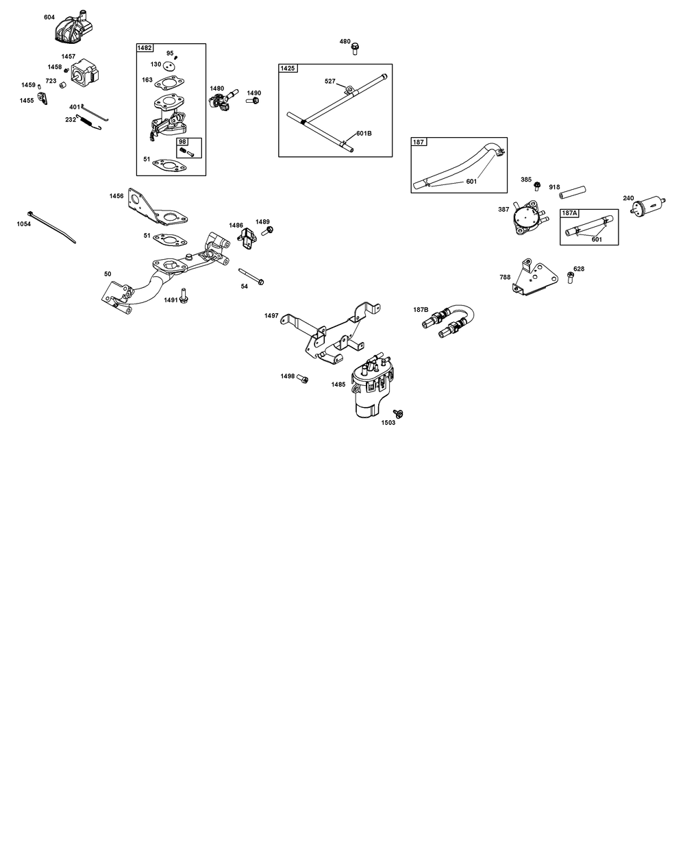 Throttle Body And Fuel Supply Group Diagram and Parts List for 38E347-0021-G1 200000 - 399999 Briggs and Stratton Engine